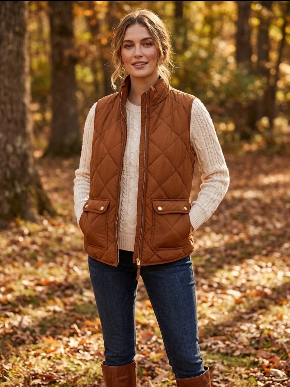 J. Crew Quilted Brown Puffer Vest